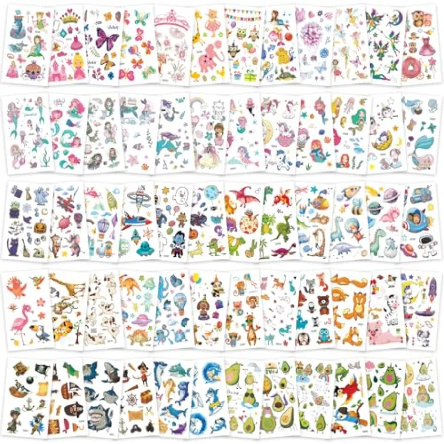 

Tattoos for,600+ Mixed Styles Temporary Tattoos Set Girls and Boys, Waterproof Cartoon Fake Tattoo Stickers Set for Party Bags