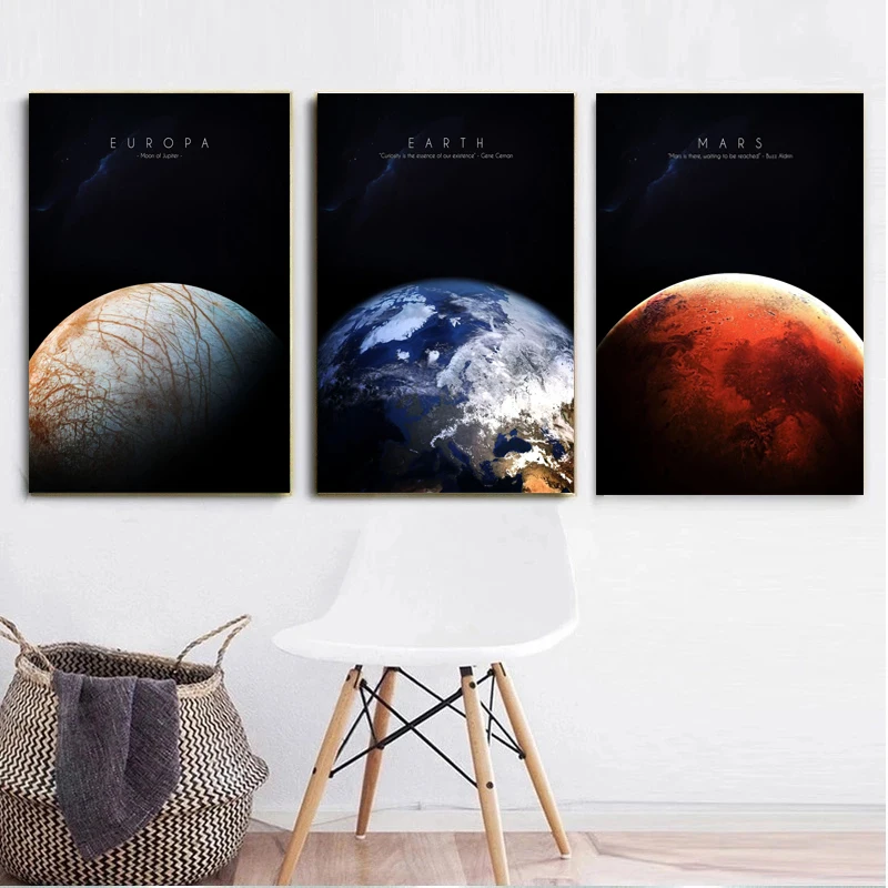 Universe Planet Space Earth Sun Mars wall Art Canvas Painting Poster Children's Education Home Decor For Living Room Bedroom