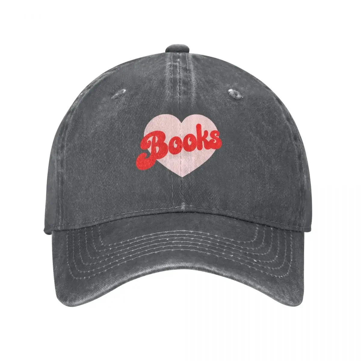 Funny I Love Books Print with Heart Baseball Cap Anime Trucker Cap Rave Hats Man Women's