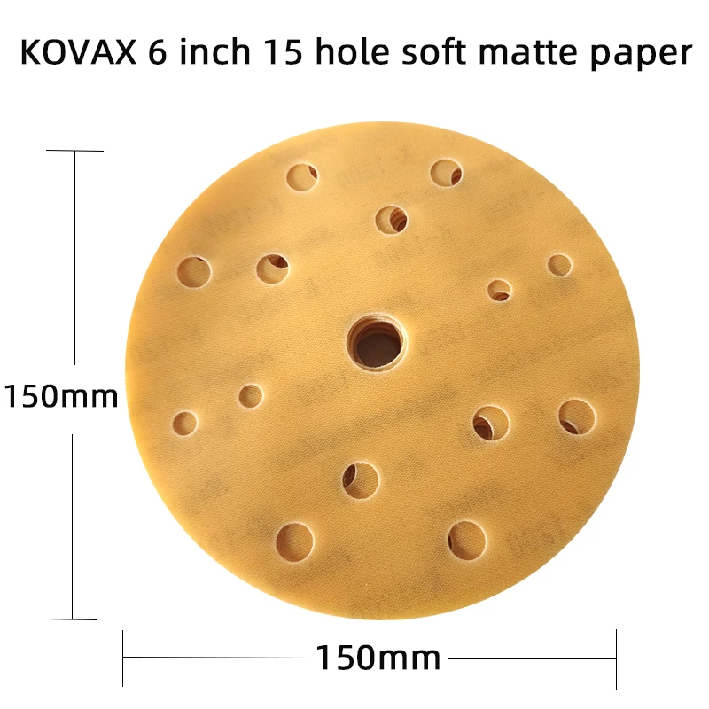 25 Pcs KOVAX 6 Inch Soft Matte Paper Car Paint Surface Beauty Polishing Self-adhesive Flocking Round Sandpaper 150mm Sand Paper