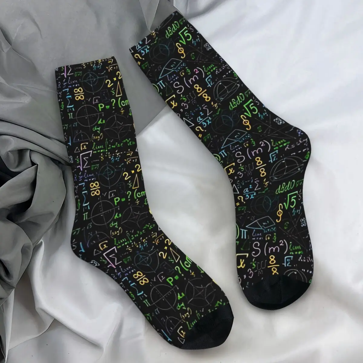 Men Socks Colorful Math Formulas Stockings Autumn Novelty High Quality Socks Printed Running Anti Skid Socks