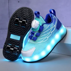 Kids Light Shoes USB LED Fahion Sneakers New Roller Skating Shoes High-quality Childrens Sports Shoes for Boys and Girl