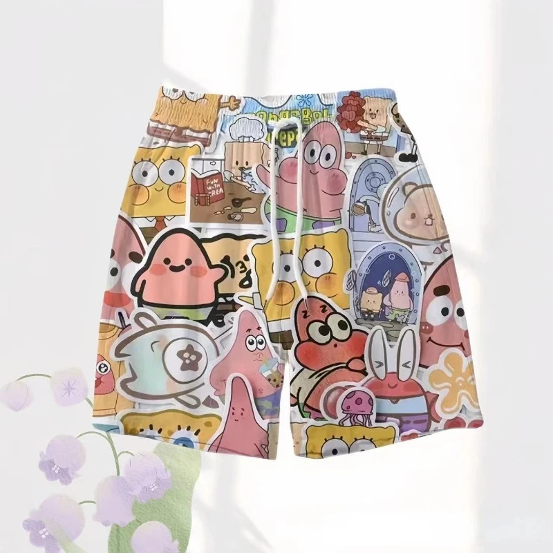 Pantalones cortos hawaianos de Bob Esponja para hombre y mujer, Shorts de dibujos animados de Patricio y Estrella, pijama informal de Anime,