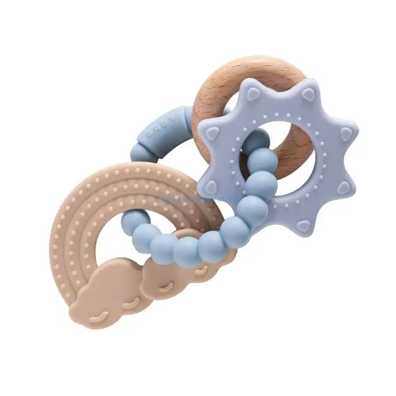 

770B Baby Teething Toy Silicone Teether Bracelet Safe Silicone Grasp Toy Soft and Chewable for Infants 3 Months and Up