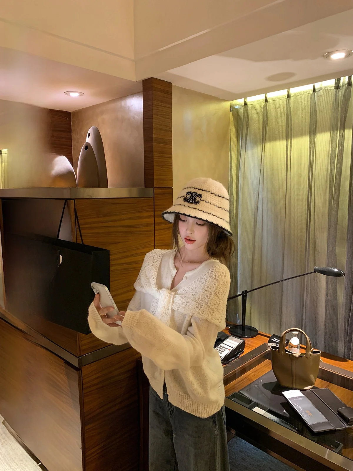 

Yoyozhang Women's White Wool Knitted Sweater Gentle Versatile Slimming Spring Casual Sle Long Sve Button up Cardigan