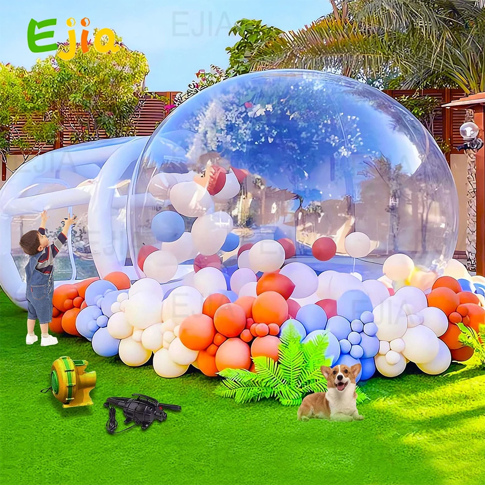 UK 10FT-3m Inflatable Clear Bubble House Camping Tent Commercial Grade PVC Balloon House with Blower&Pump For Kids Party Rental