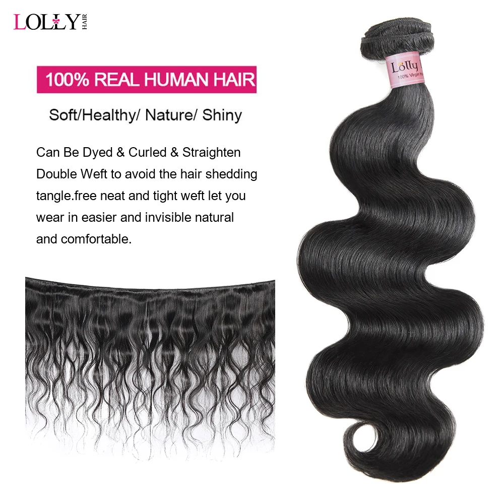 Lolly  Body  Wave Bundles With Frontal  Brazilian Weave Bundles Hair With 13x4  frontal Wave Bundles Human Hair 28 30 Inch