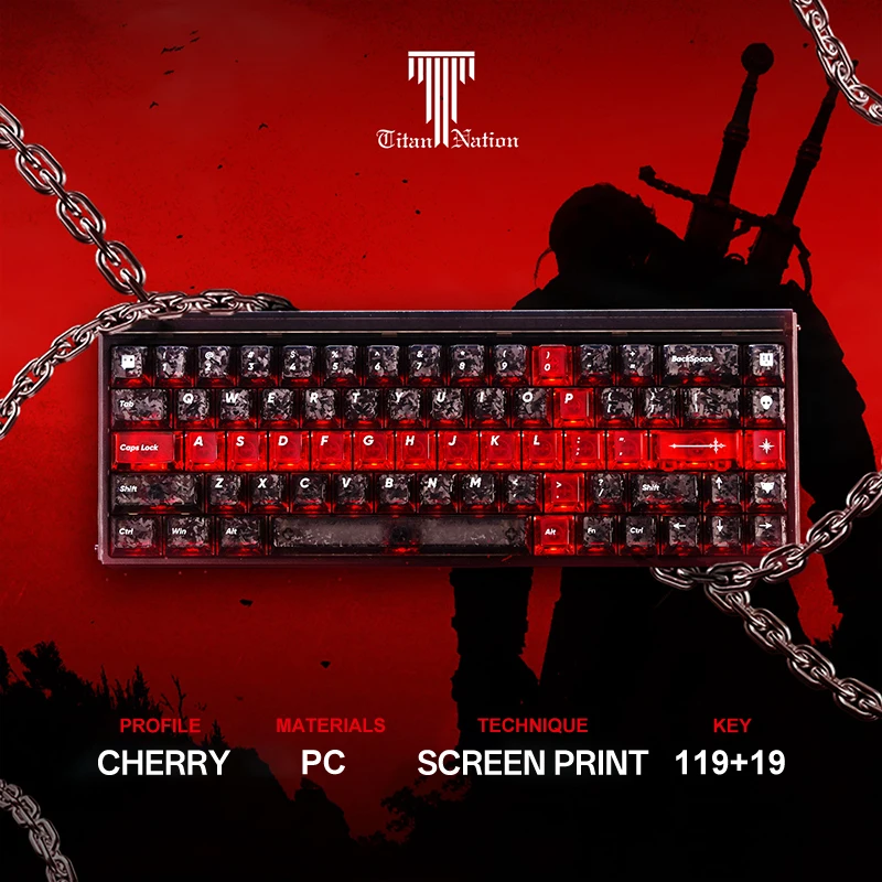 

TITANNATION Forged Carbon-Look Cherry Profile Keycaps Set Material Mechanical keyboard keycaps 119 keys