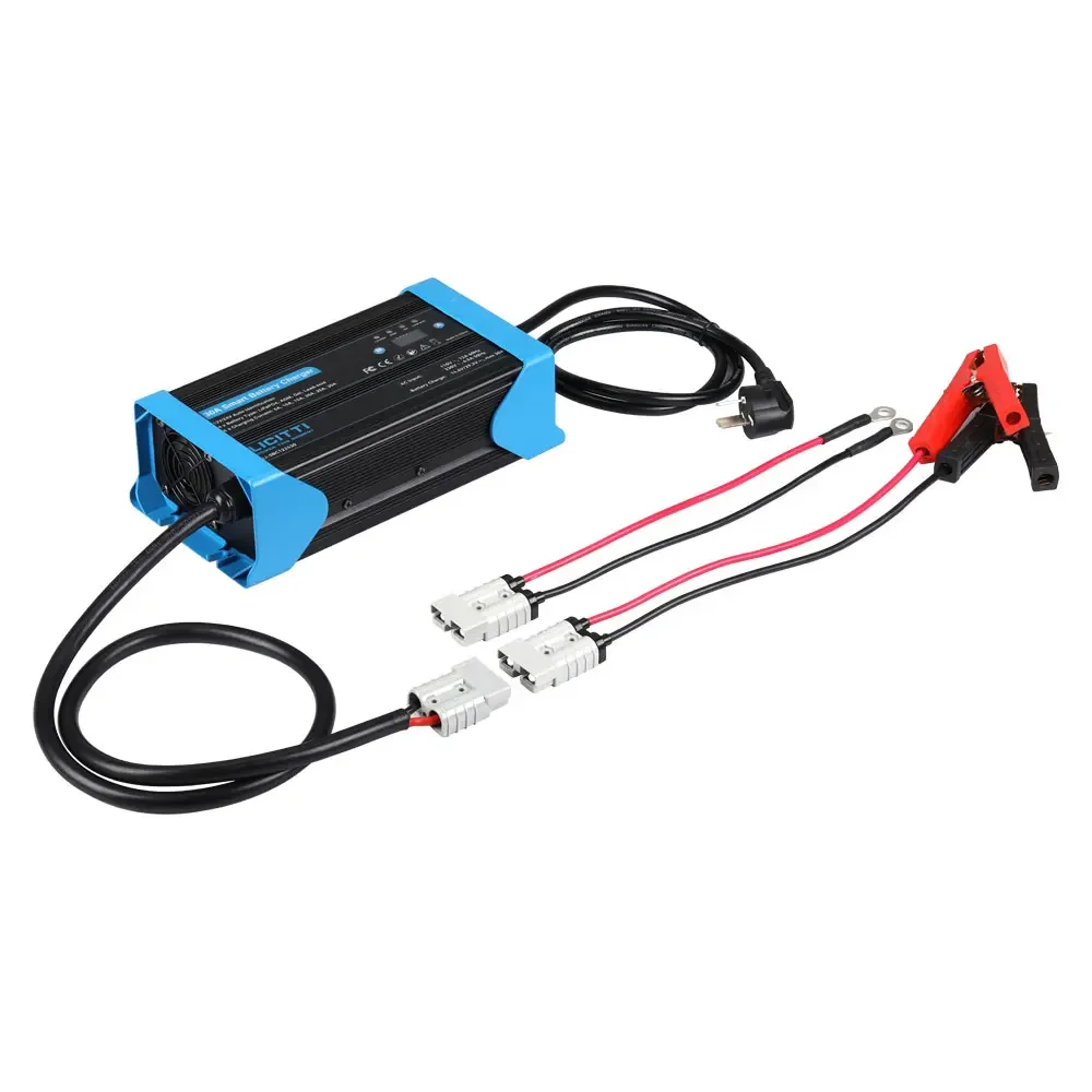 Voltage automatic switching agm lead acid lithium ion 30A battery charger 12 v 24v with display