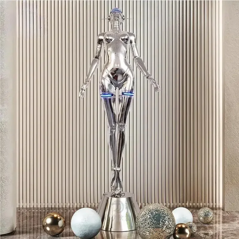 Fashion Technology Mechanical Goddess Sculpture Large Figure Bar Villa Exhibition Hall Family Living Room Decoration Model