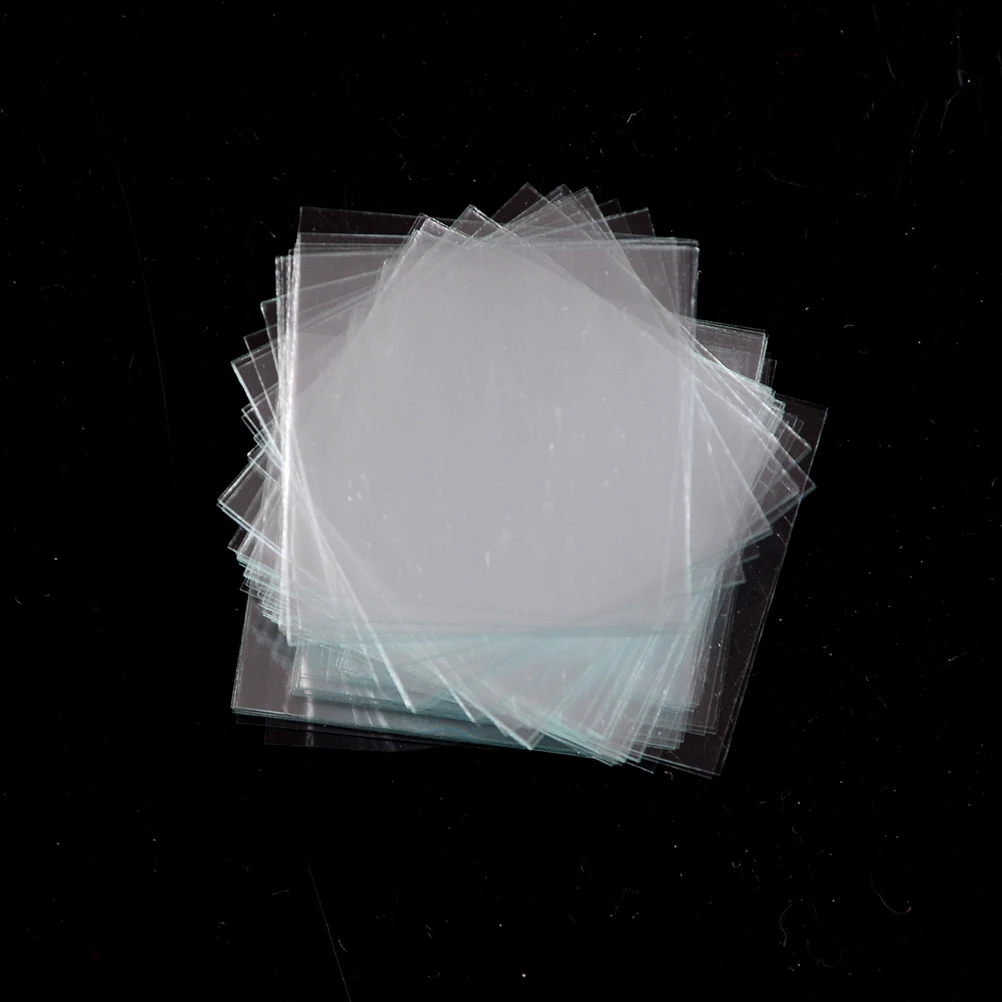 100 Pcs Transparent Square Glass Slides Coverslips Coverslides For Microscope Optical Instrument Microscope Cover Slip
