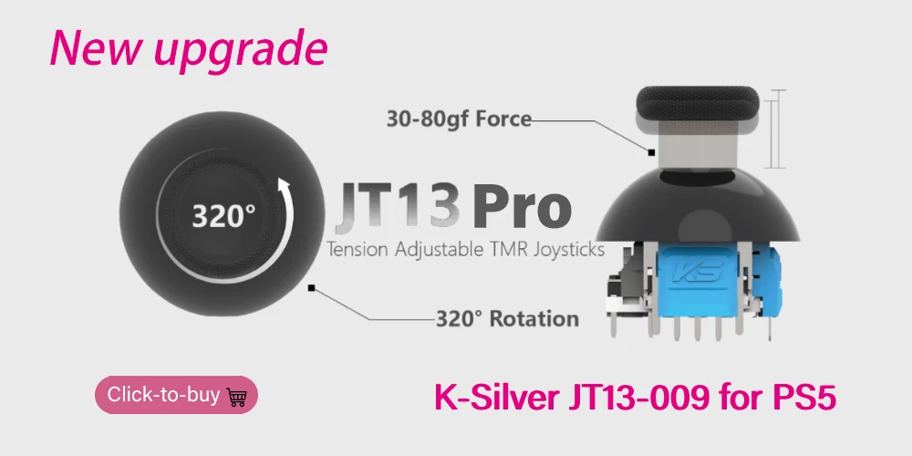 K-SILVER JS13 PRO+ TMR Joystick for Switch Pro PS5 PS4 Xbox Series Xbox One Anti-Drift Electromagnetic 3D Analog TMR ThumbStick