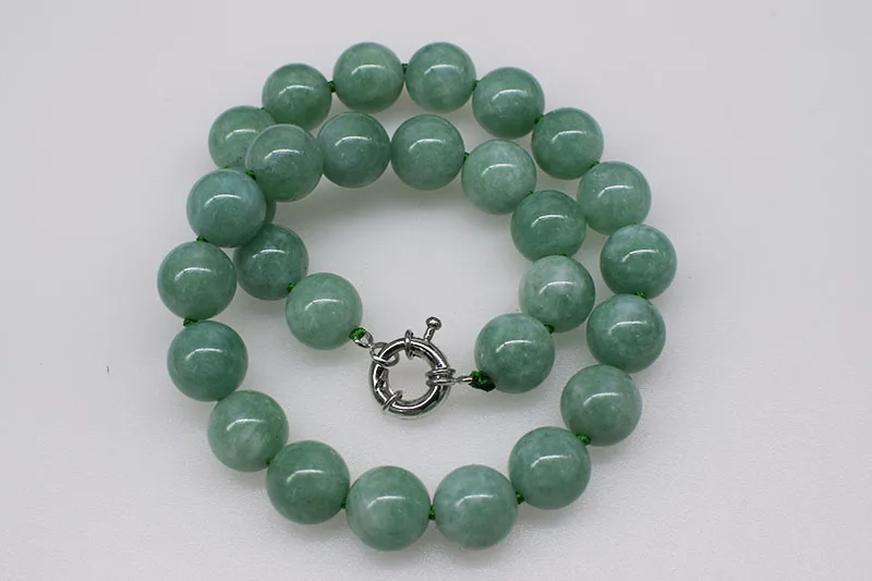 new green jade round 10/12/14mm necklace 17inch  wholesale beads nature FPPJ