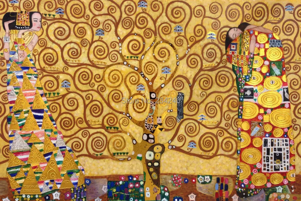 Famous Wall Picture Painting The Tree of Life, Stoclet Frieze,1909 by  Gustav Klimt Oil Abstract Canvas Art Handpainted No Frame
