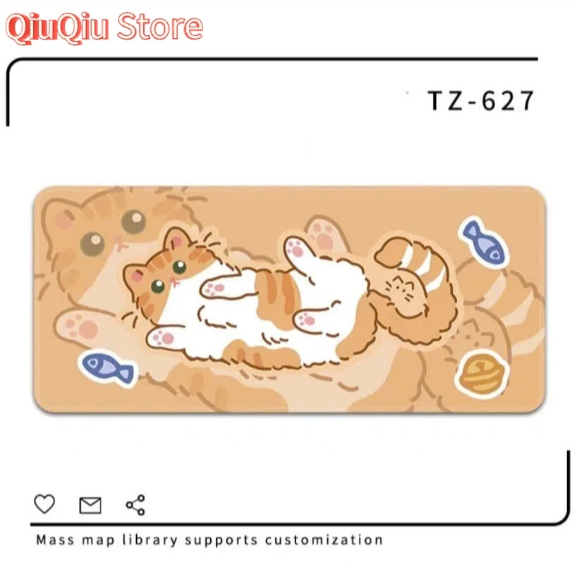 LARGE SIZE Mouse Pad with CUTE CAT PATTERN - Anti-Slip Rubber Base, 3MM THICK, SUPER SMOOTH