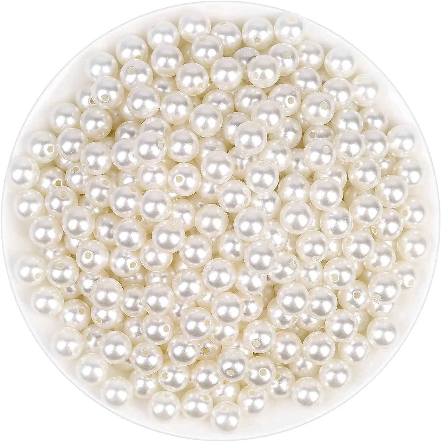 

10MM Pearl Beads for Craft 500pcs Faux Pearl Sew on Pearl Bead with Hole for Jewelry Making Bracelet Necklace Hairs Vase filler