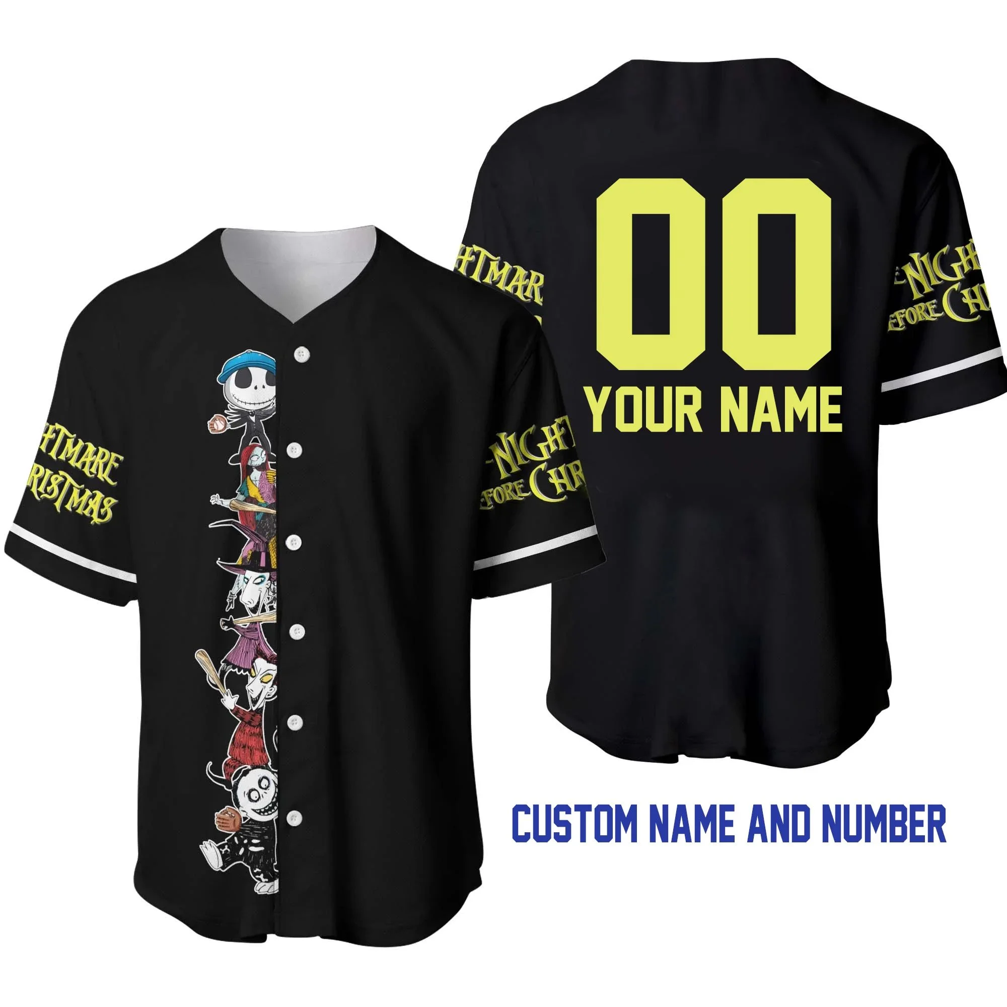 

Potdemiel Personalized Baseball Jersey Jack Sally Couple 2025 The Nightmare Before Christmas Sports Jersey Team Uniform