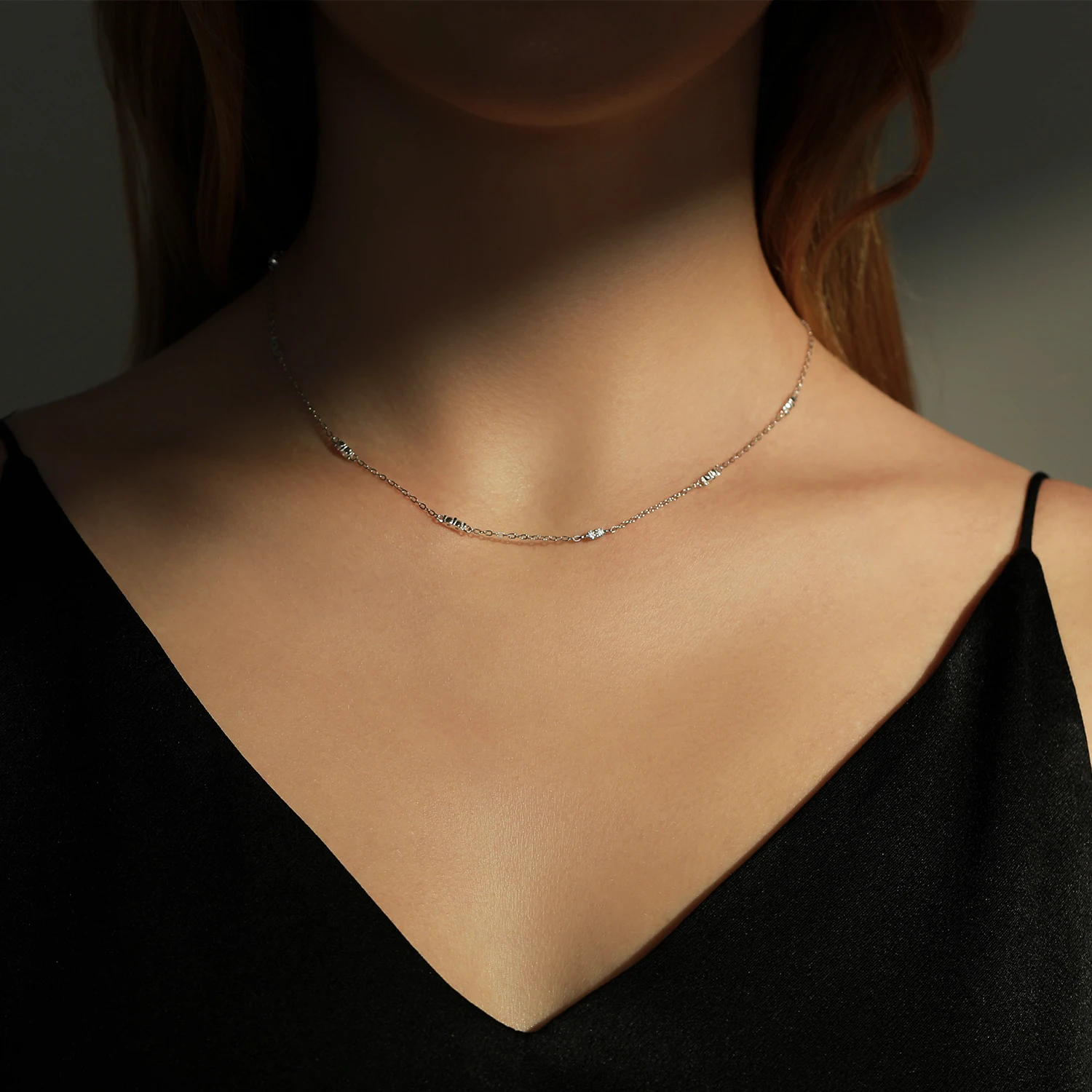 MODIAN 925 Sterling Silver delikatna prosta CZ naszyjnik naszyjnik biały złota zawieszka naszyjniki biżuteria prezenty dla kobiet prezenty — zdjęcie 3