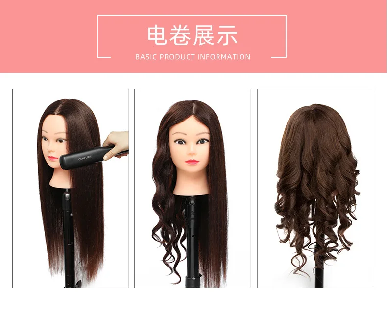 95% Head Practice Weaving Hair Coiffure Makeup Model Real Hair Styling Hairdressing Head Model 20 Inch Dummy Head Doll