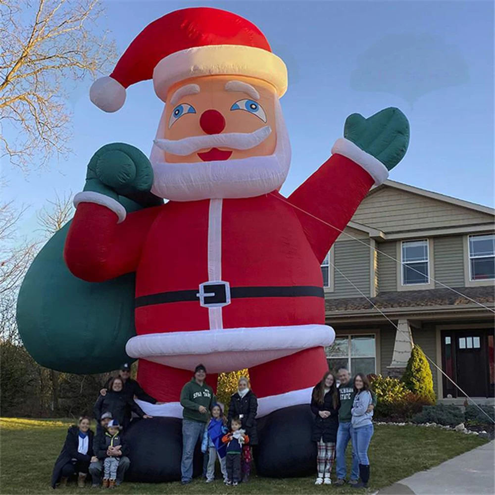 Gigante inflável papai noel decoração de quintal de natal com ventilador explodir decorações de natal ao ar livre festa de feriado de natal