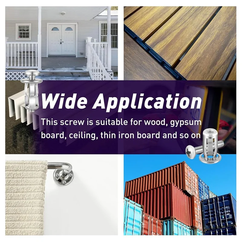 PORK-60 Pcs M 4 X 20 Hollow Door Anchor Set, Hollow Cavity Fixing Hollow Wall Anchors For Aluminium Cladding Sheet Steel Pipe