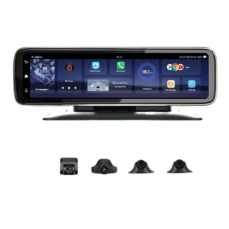 

Suitable for 4-Record panoramic driving recorder 4G Android 10 navigation Bluetooth, remote monitoring 4-record simultaneous dis