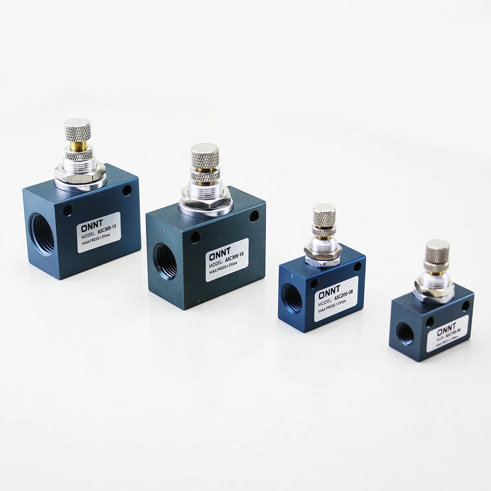 ASC100-06 ASC200-08 ASC300-10 ASC300-15 1/8 1/4 3/8 1/2 Inch Handmatig Verstelbare Pneumatische Eenrichtingsgasstroomregelklep