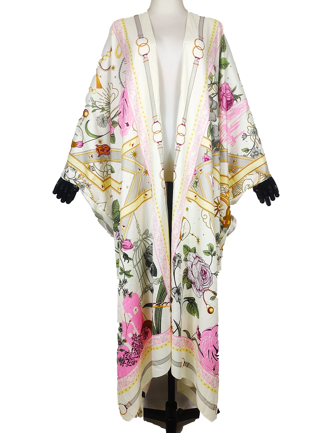 

Oversize Fashion 2022 Printed Silk Bohemian kimono Mujer Cardigans For Women African Silk Muslim Kimonos Kaftan for Party