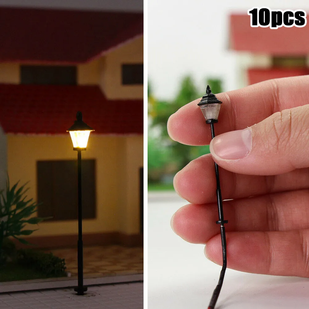 10Pcs LED Park Lanterns Lamps Model 20mA 3VDC Or AC N Scale 1: 160 Railway Bonsai Decor Street Lamp Light Single Head