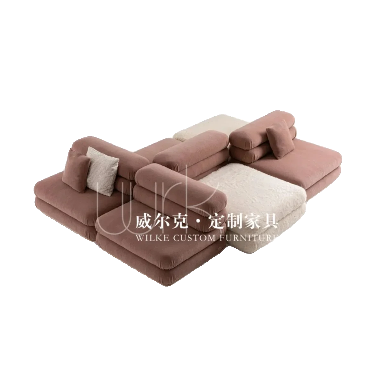 Velvet fabric module sofa free combination multi-person concubine fabric creative movable