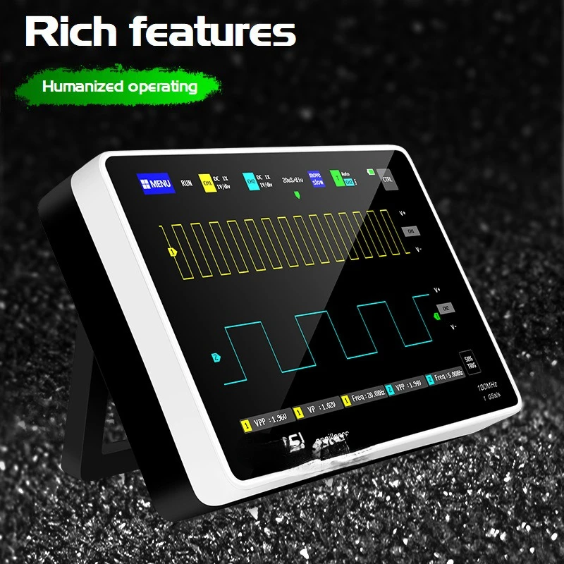 3D Digital Oscilloscope Dual Channel 100M Bandwidth 1GS Sampling Rate Tablet Oscilloscope with Color  Touching Screen