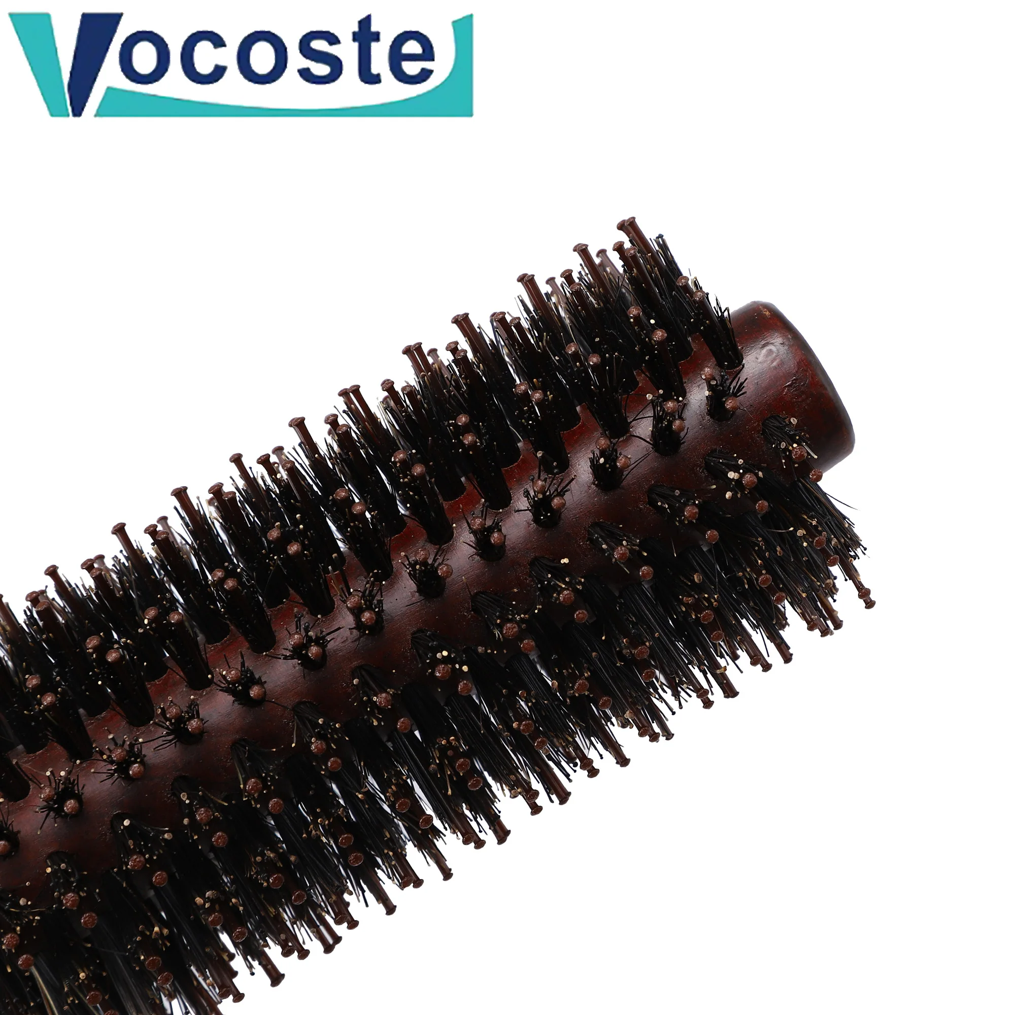 VOCOSTE Professional Hair Roller Round Combs Wood Handle Bristle Hair Comb Hairdressing Combs Round Curling Brush Styling Tools