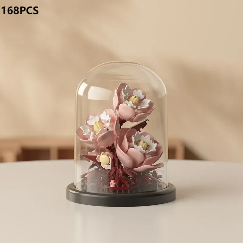 MOC Eeuwige Boeket Rose Bouwstenen Bloem Gebouw 3D Set DIY Eeuwige Boeket Display Box Baksteen Speelgoed voor Home Office Decor