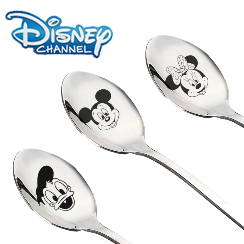 New Minnie Mickey Mouse Spoon Dyeing Kids Tableware Tablespoon Cartoon Anime Derivative Peripherals Spoons Birthday Party Gifts