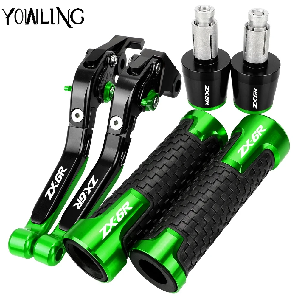 

For KAWASAKI NINJA ZX6R 2005-2006 ZX 6R Motorcycle Brake Clutch Levers Handlebar Grips ends Adjustable Extendable Folding ZX-6R