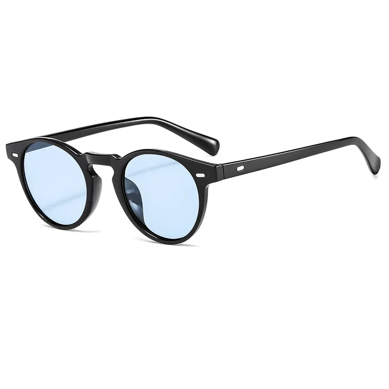 Okrągłe okulary przeciwsłoneczne w stylu vintage mężczyźni kobiety marka projektant nit okulary przeciwsłoneczne mężczyzna kobieta moda kolor oceanu lustro óculos De Sol