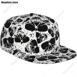 Skull Baseball Cap for Men Women Snapback Flat Bill Hip Hop Hat Baseball Hats