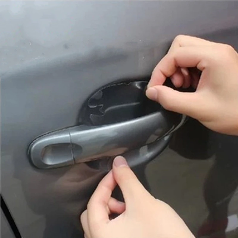 4 Pcs Car Universal Vinyl Stickers for Bilateral Door Handle Bowl Protective Films on Auto Toyota Honda Volkswagen etc 8*9CM