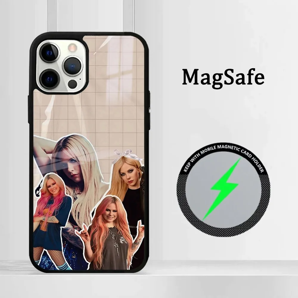 Phone Case For iPhone 15 14 13 12 11 Pro Max Plus Mini Mirror Magnetic Cover A-Avril Ramona Lavigne