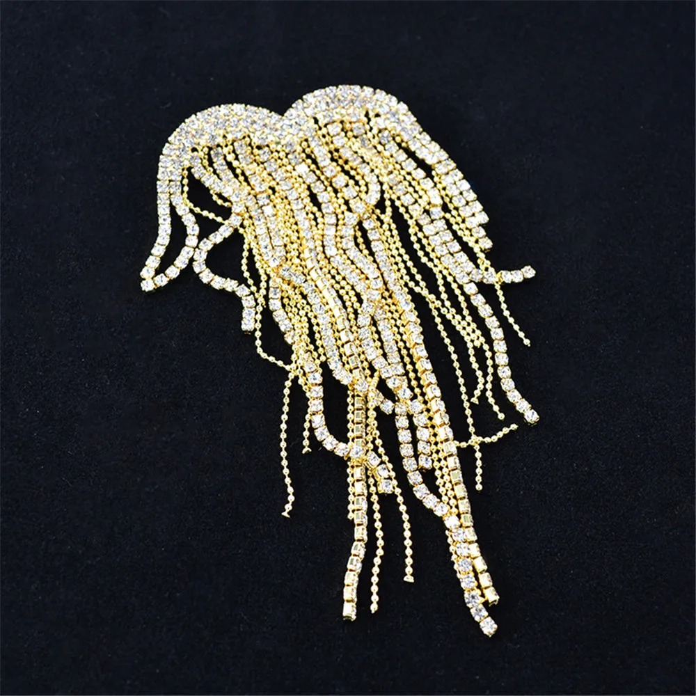 Heart Shape Flash Rhinestone Tassels Brooches for Women Weddings Party Office Brooch Pins Sweater Cardigan Accessories Gifts