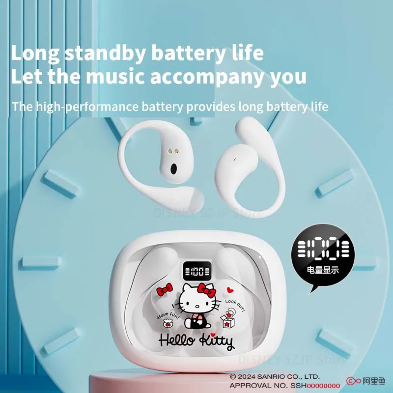 Sanrio Open Wireless Earphones X36 Kuromi Bluetooth 5.4 Headphone Cute Hello Kitty Wireless Headsets Noise Reduction Low Latency