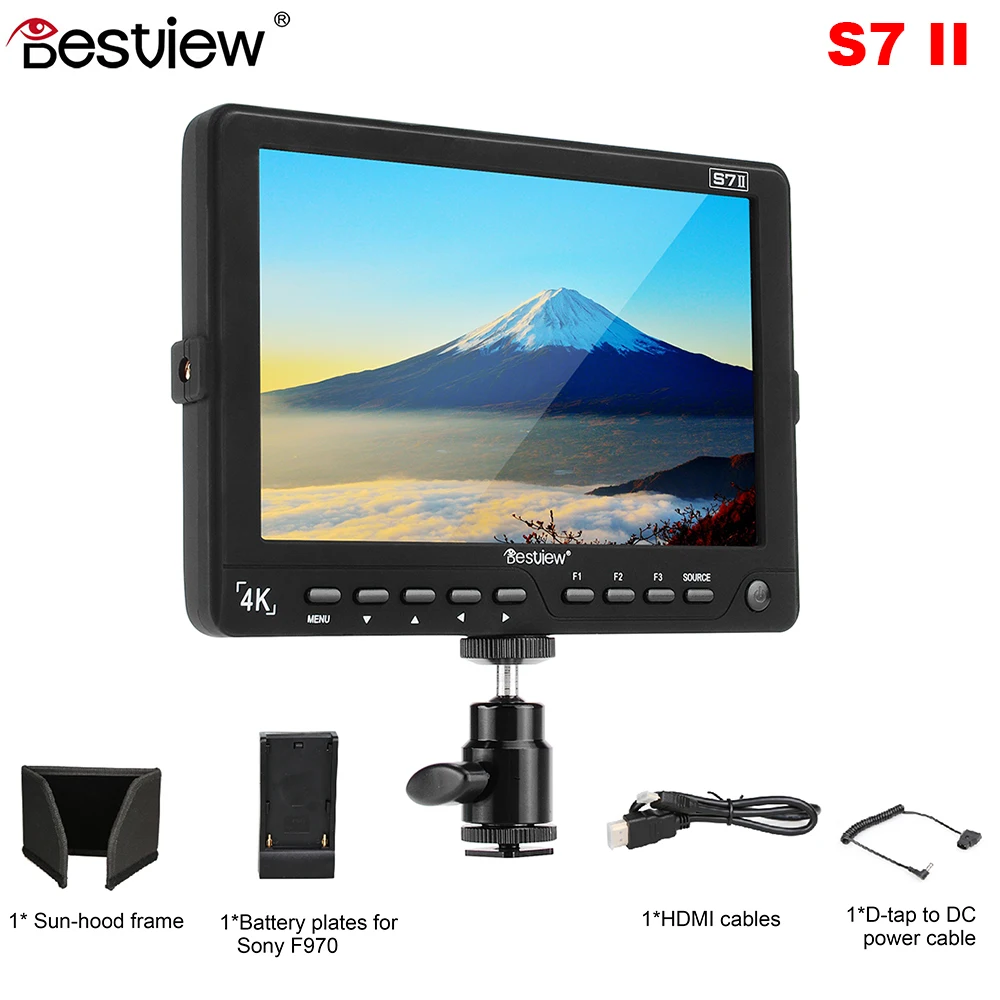 Bestview S7II 7 Inch 4K HD-MI HD on Camera Monitor LCD Field Monitor 1920*1200 with HD-MI & 3G SDI Input & Output for Canon
