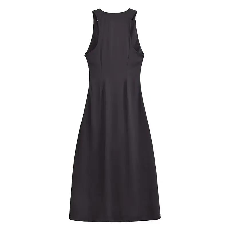 Robe mi-longue en Satin de soie plissée pour femmes, coupe cintrée, Ele Sle, une pièce, tendance, printemps 2024