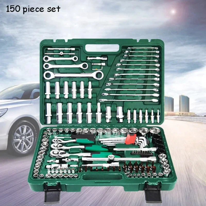 121 piece set auto repair tool box sleeve wrench household car repair kit ratchet repair hand tools tire disassembly