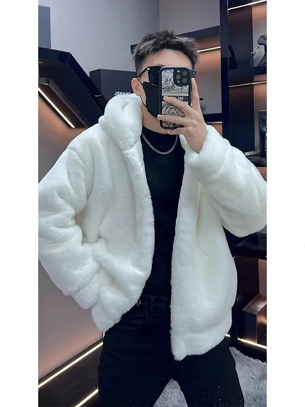 

Мужская зимняя утепленная куртка из овечьей шерсти: модное свободное повседневное хлопковое пальто с капюшоном, удобная молодежная верхняя одежда