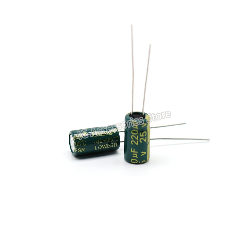 50pcs 25V220UF volume 8X12MM electrolytic capacitor high frequency low resistance high temperature resistance long life 220UF25V