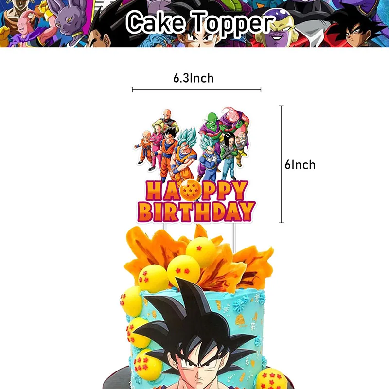 Dragon Ball Z tema pinggiran pesta dekorasi spanduk 2D balon kue sisipan Anime figur Prop Anak Festival Karnaval dekorasi