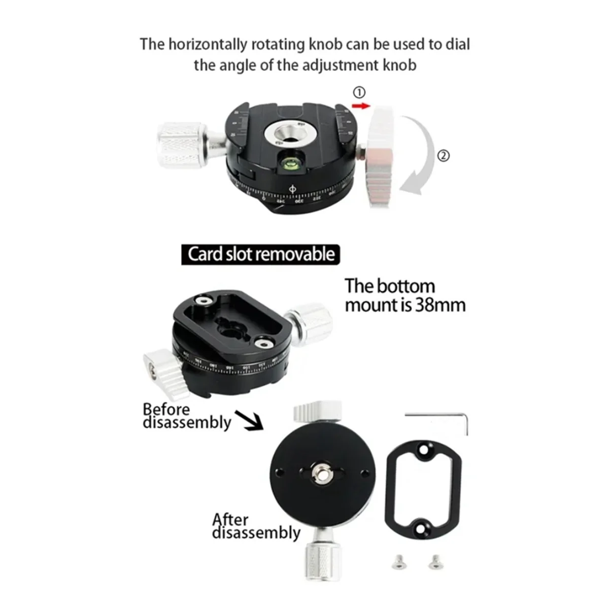 

#150V Panorama Clamp DSLR Camera Quick Mount Adapter Quick Release Plate (Black)