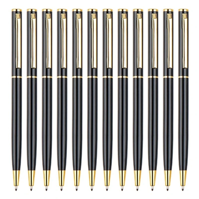 

Y5LB 12pcs Rotate Ballpoint Pen 1.0mm Writing Pen Metal Ballpoint Pen Gift Pen Black Stationery Pen for Student Teacher