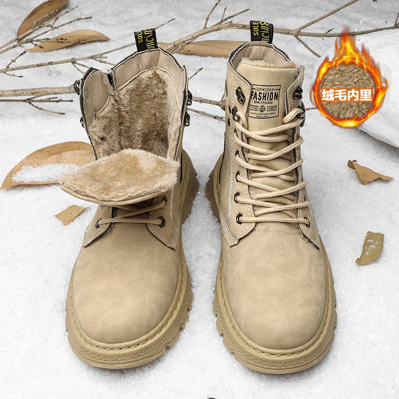 أحذية قطنية شتوية جديدة مقاومة للبرد ودافئة أحذية عالية الجودة للخروج أحذية جلدية غير رسمية أحذية الثلوج أحذية العمل العصرية